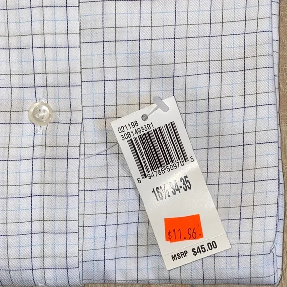 Geoffrey Beene Blue and White Checkered Dress Shirt - Picture 2 of 3